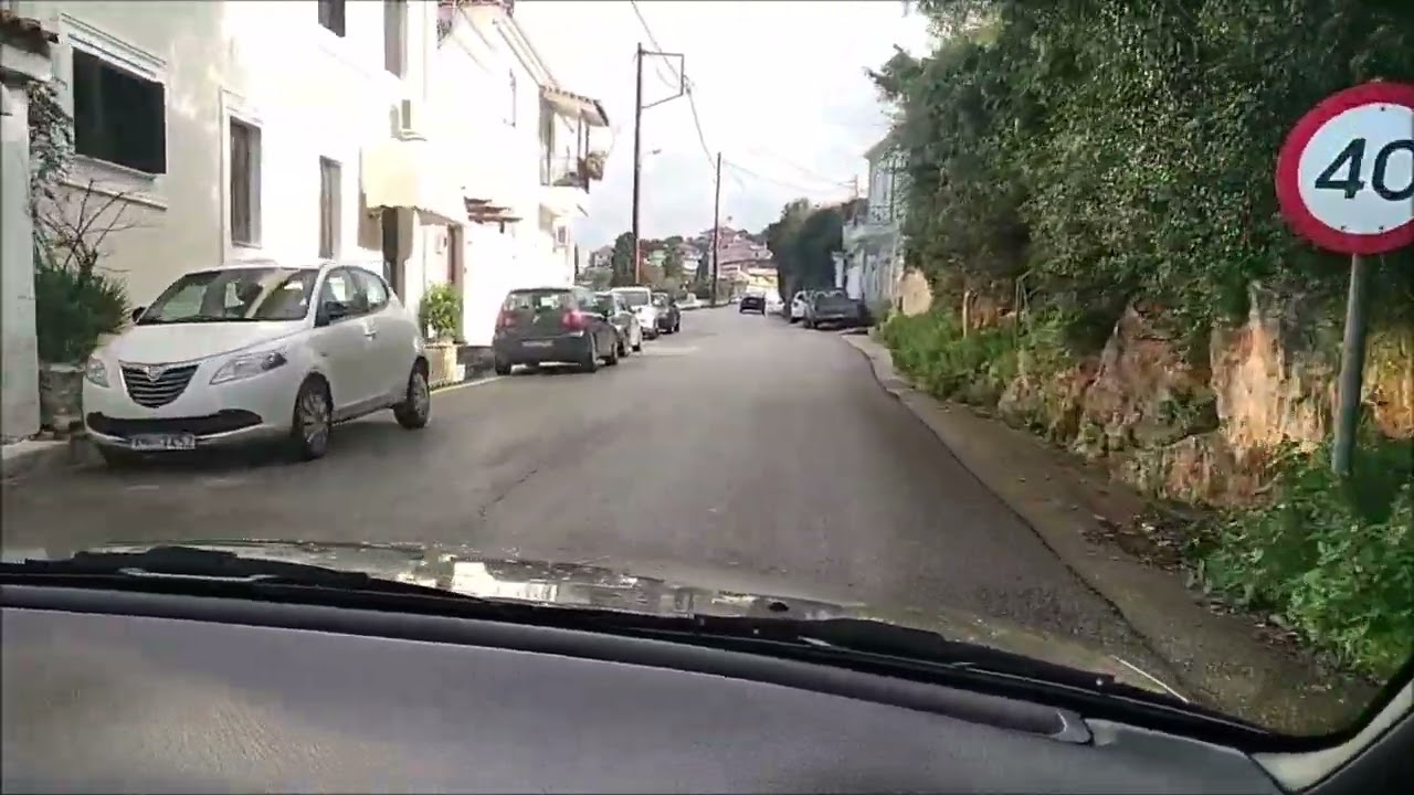 Driving in the city of Pylos Greece, up to Marathopoli