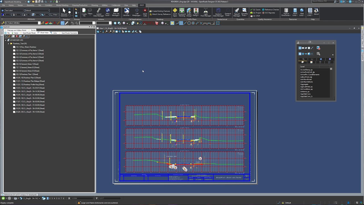 OpenRoads Designer Sheet Index