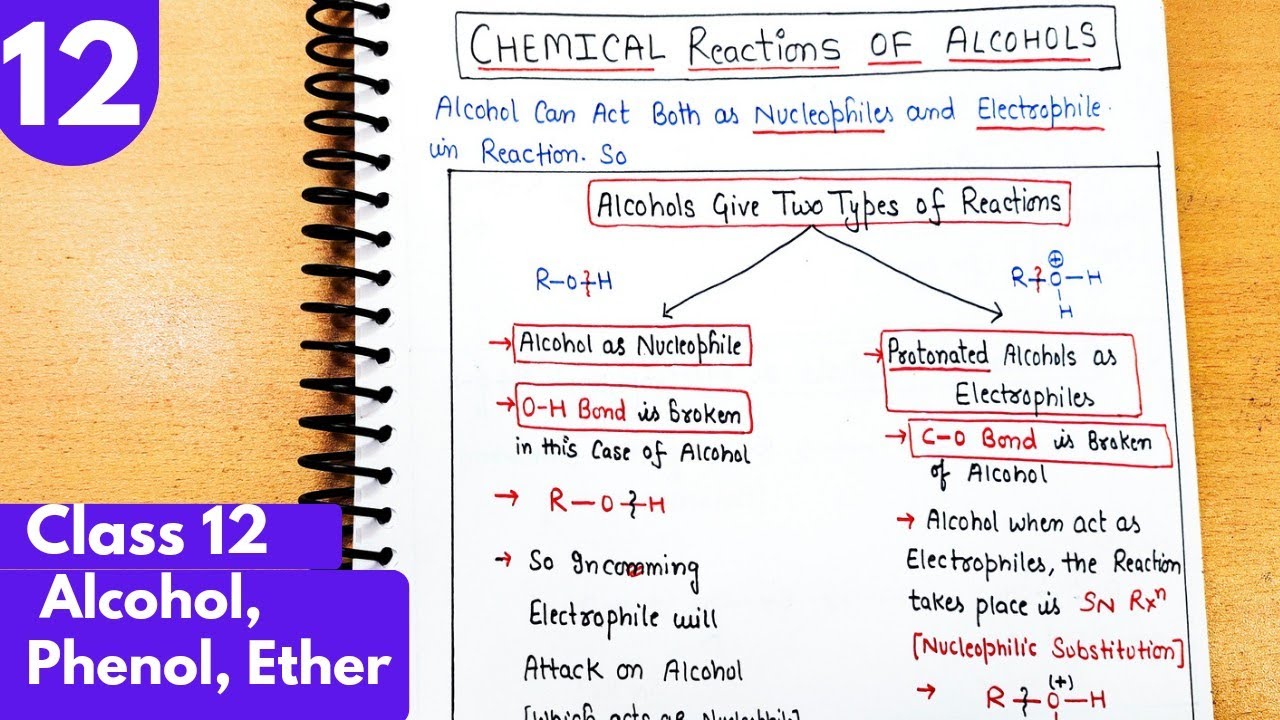 12) Chemical reactions of Alcohol| Types of  Bond cleavage in Alcohol| Class12 Organic #neet #jee