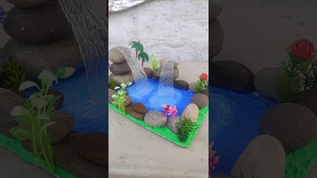 new waterfall from hot glue gun and stones