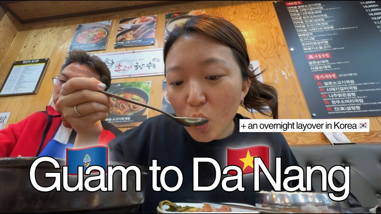 GUAM ✈️ DA NANG VLOG | overnight layover in Korea, famiLEE reunion, taking a CABLE CAR to hotel
