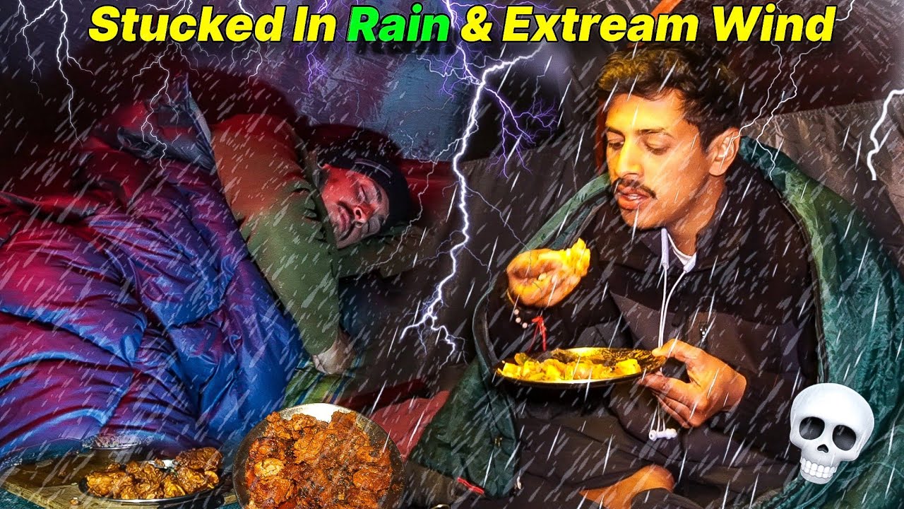 ⛈️Overnight Rain Camping In Heavy Wind & Thunderstorm | Camping In The Rain | Unknown Dreamer 