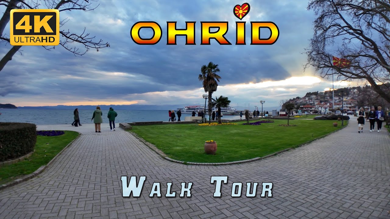 OHRID Night Walk Tour around City, Macedonia (2024) [4K] Приквечерина прошетка низ ОХРИД, Македонија
