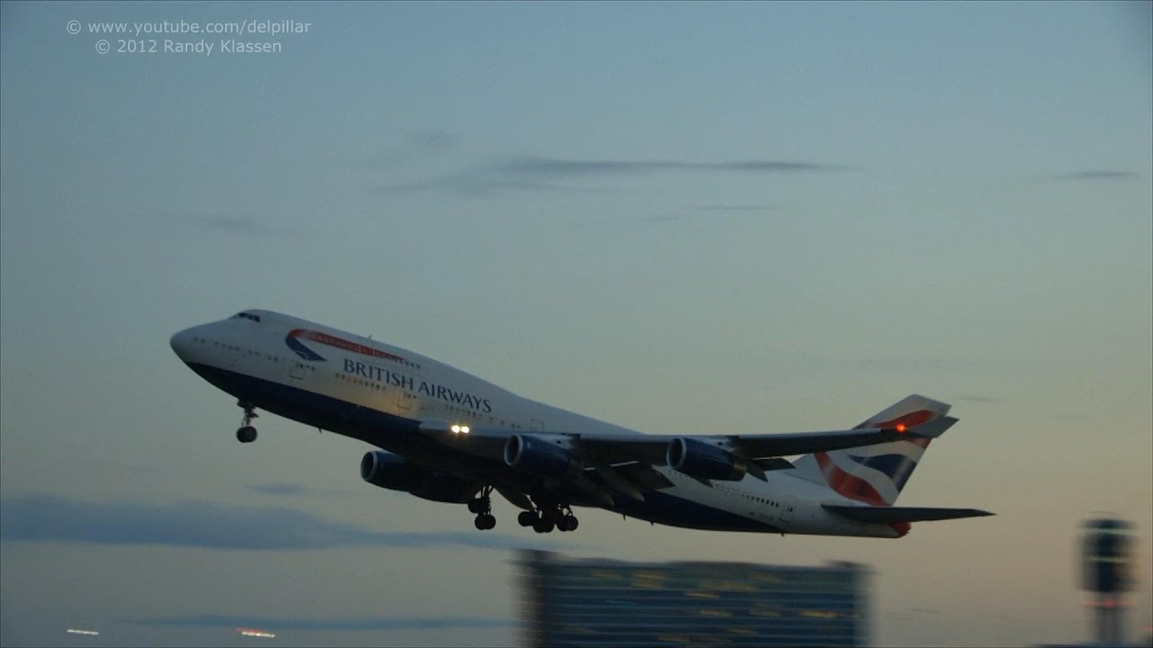 2 B747's  departing in the sunset at YVR - Vancouver
