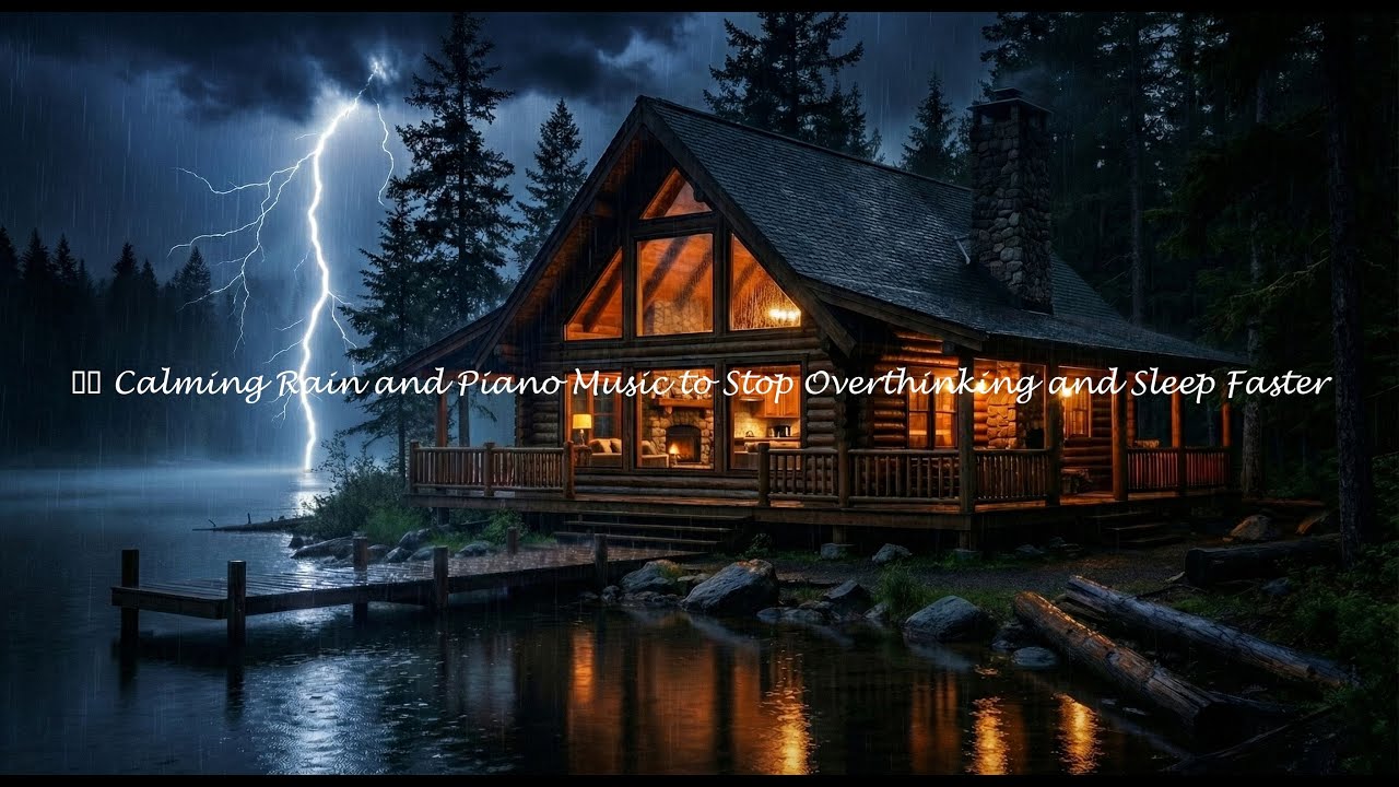 Calm Your Thoughts Tonight with Rain Sounds and Piano Music 🌙 #B6h