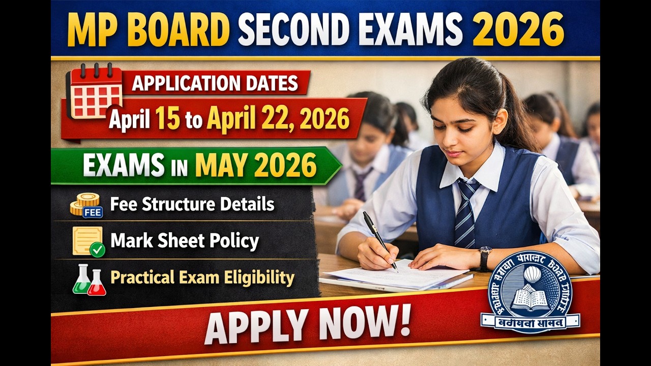 MP Board 2nd Exam 2026 | Apply Dates, Fees, Full Details | 10th & 12th Second Chance