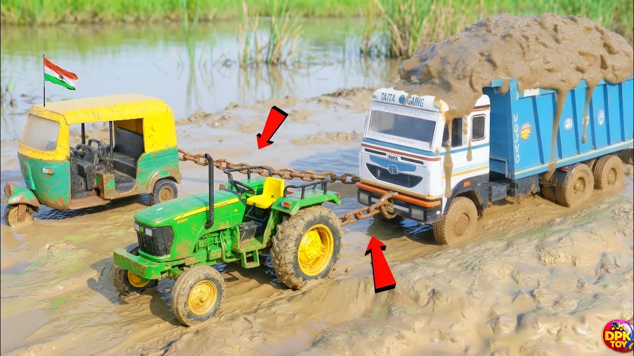 Mahindra Container Sand Loading John Deere Swaraj Tata Dumper Auto Ri  ickshaw Accident Out Jcb7cx ?