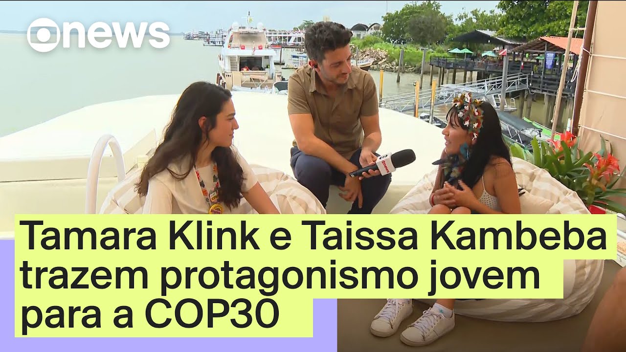 Tamara Klink, brasileira que velejou sozinha pelo Ártico, e Taissa, ativista indígena, vão à COP30