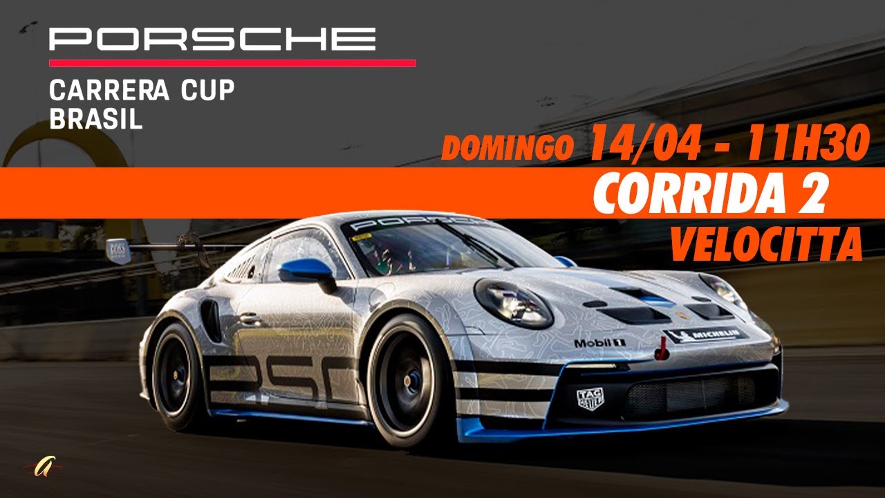 CORRIDA 2 - PORSCHE CUP BRASIL AO VIVO - Velocitta - Domingo 07/04 - às 12h30