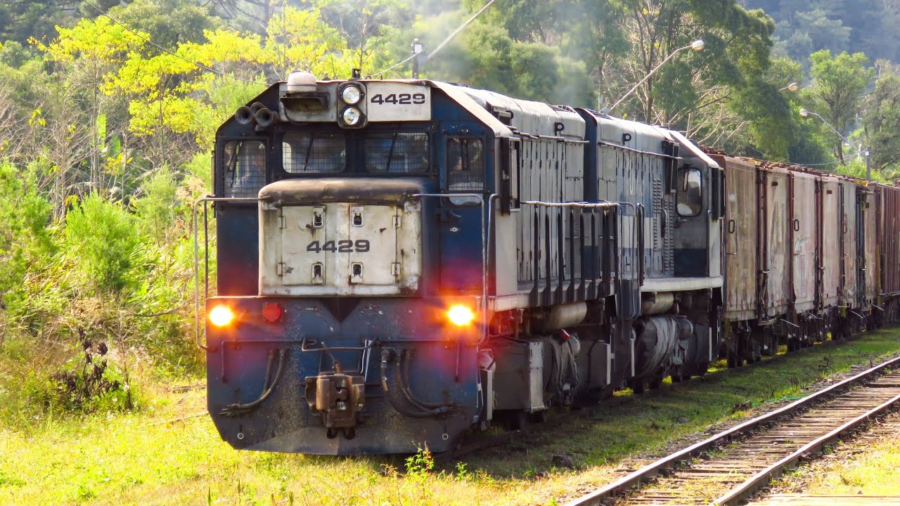 Trem locotrol vazio com 5 locomotivas + G22U 4429 e faróis auxiliares - LRV - 01/06/2025