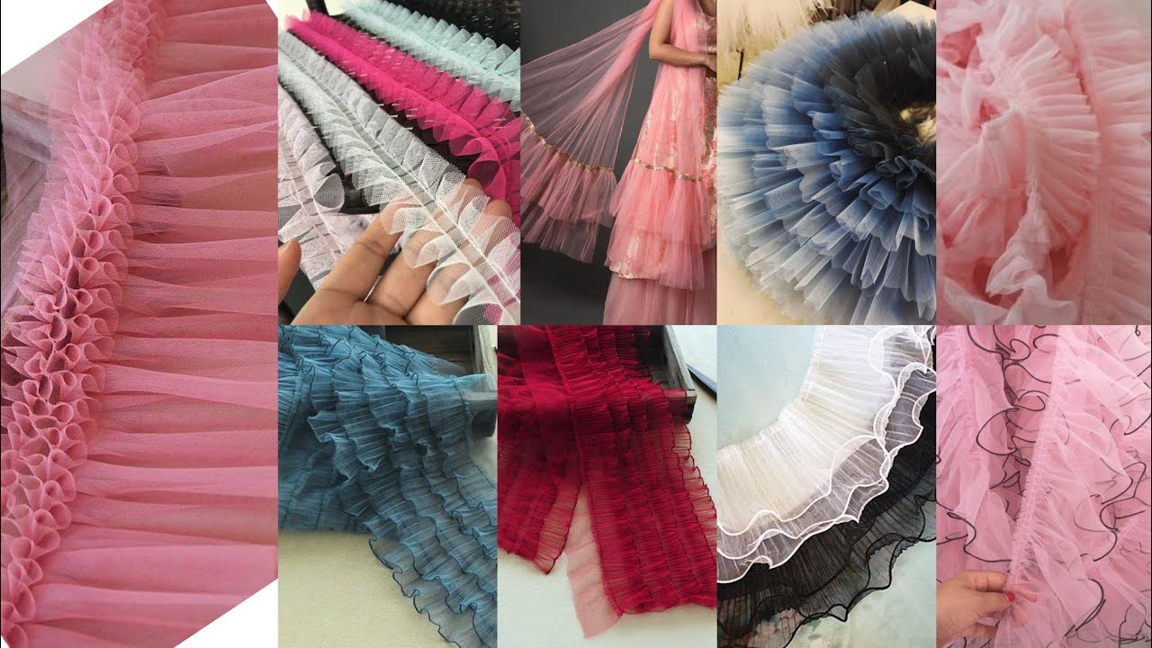 How to making raffles and frilles  net chiffon organiza fabric with images explained by kushi ideas