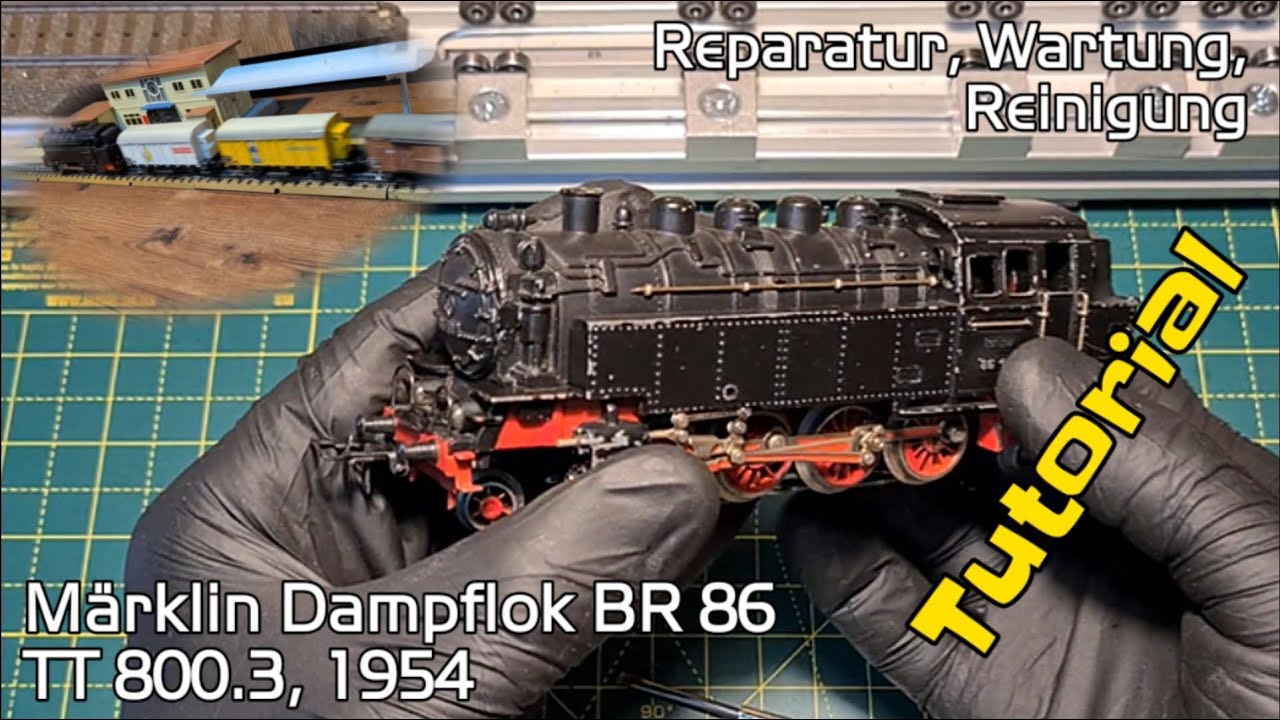 Märklin H0 Dampflok BR 86, Güterzuglokomotive, Reparatur, Wartung, Modell TT 800.3, 1954, Tutorial