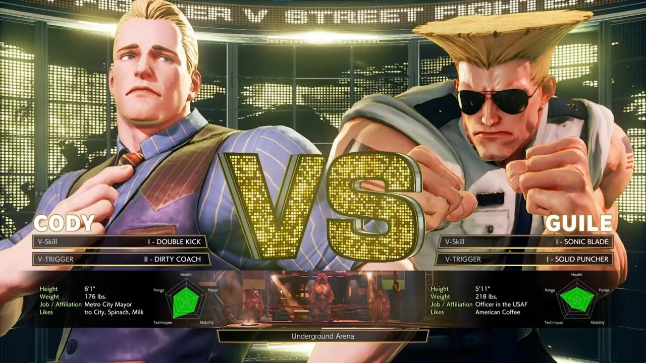 STREET FIGHTER V - Cody VS Guile (Hardest / CPU level 8)
