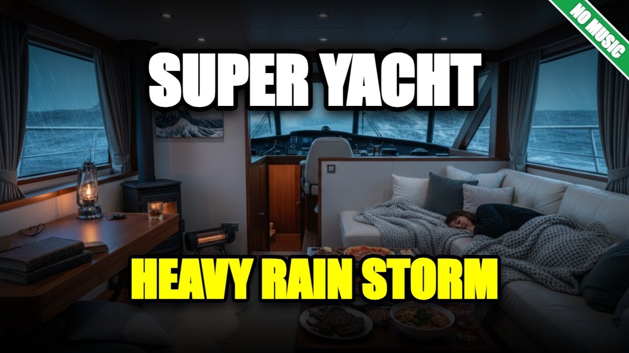 Rain Sounds for Sleeping 8 Hours | Cozy Super Yacht Ambience| NO MUSIC|Low Lights