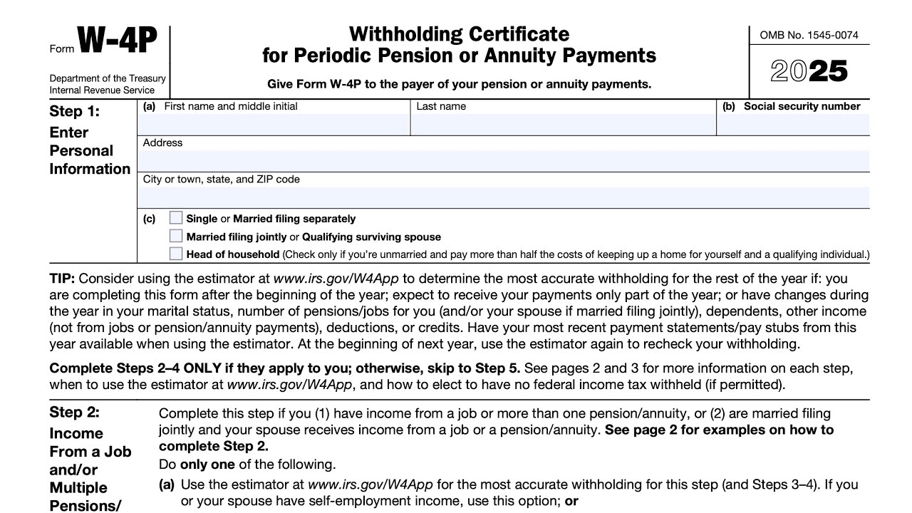 Can I file a blank Form W-4P?