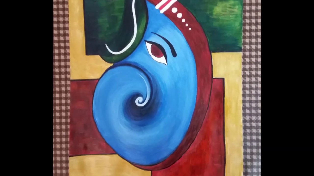 How to make acrylic abstract Ganesha painting: step by step tutorial