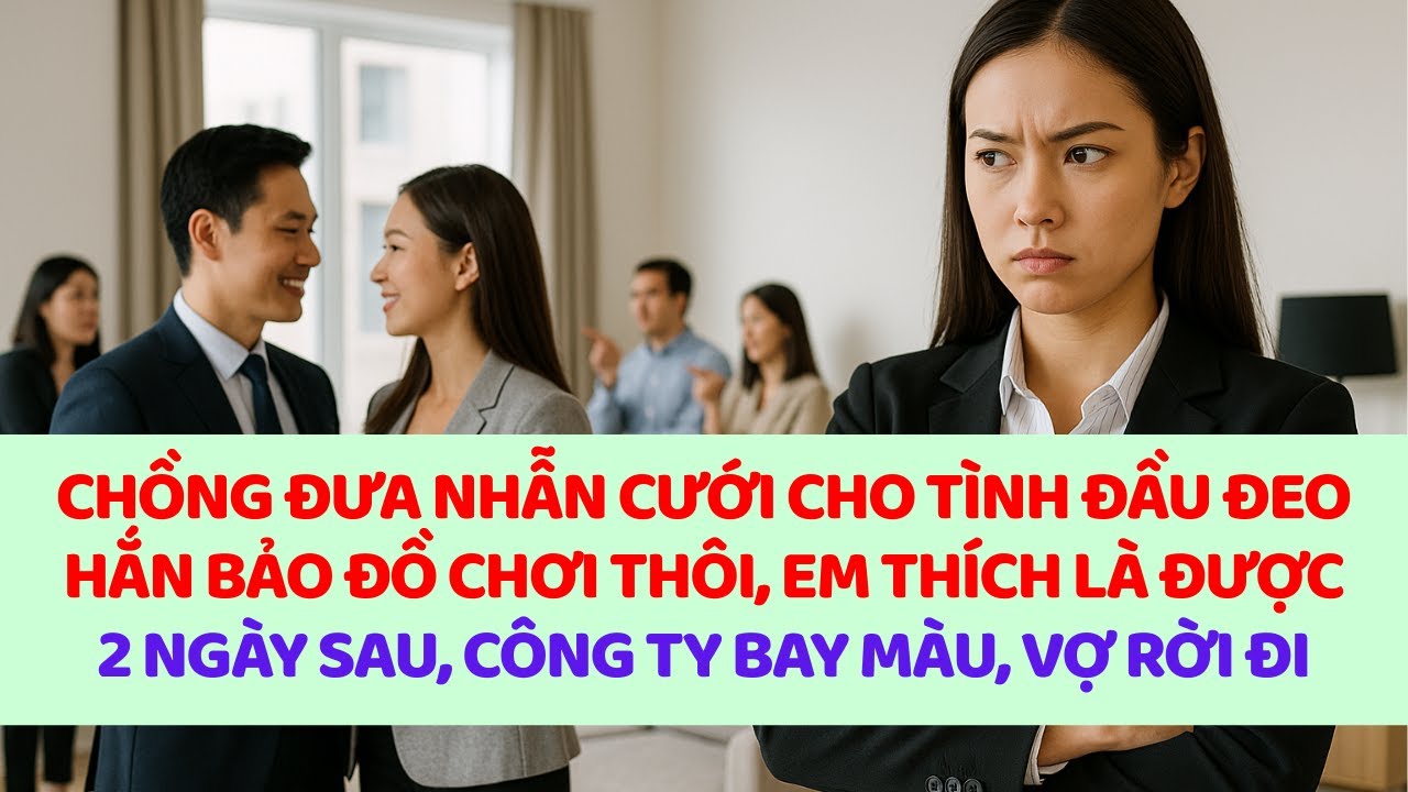 Chồng đưa nhẫn cuối cho tình đầu đeo, hắn nói chỉ là đồi chơi à, ả thích cứ lấy, 2h cty bay màu