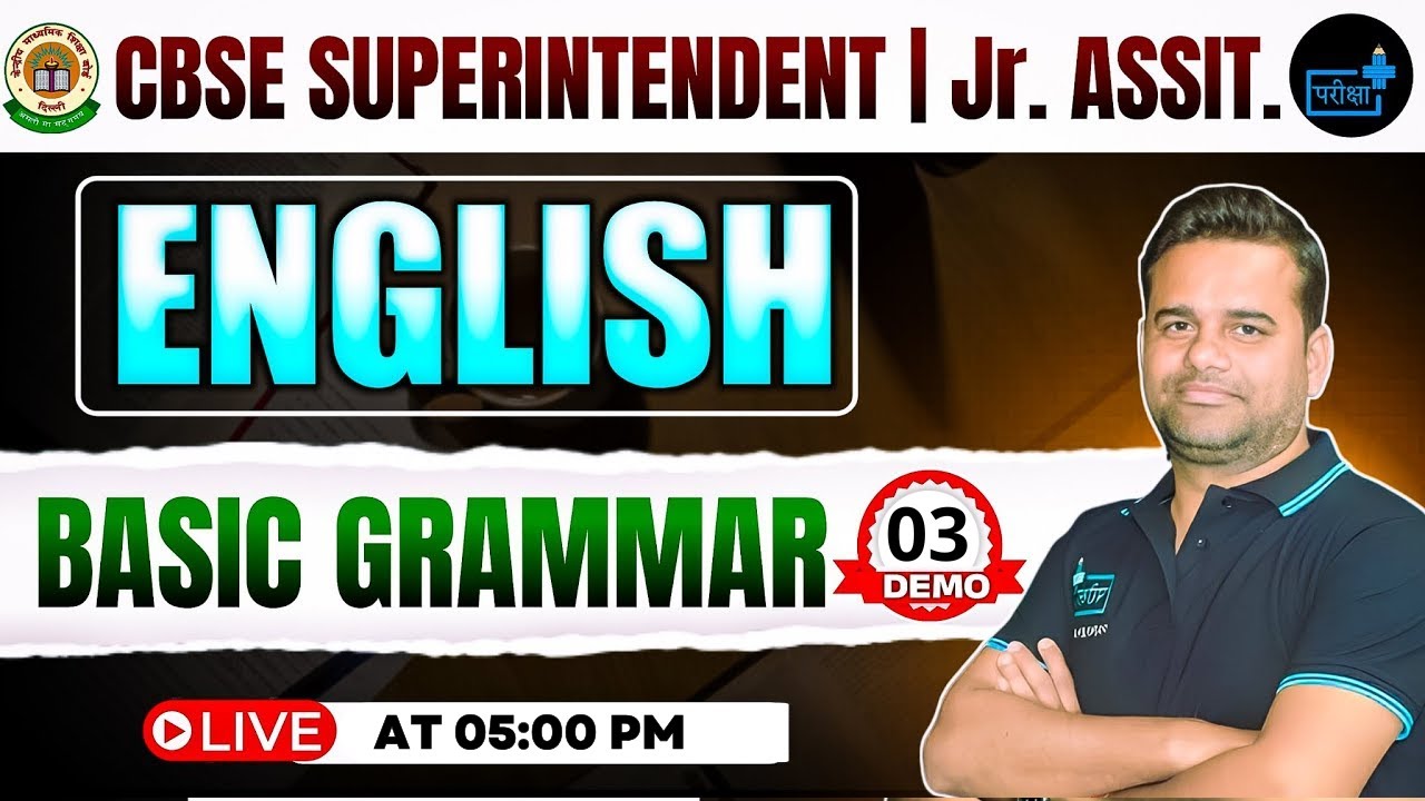 🚨CBSE Recruitment 2025: Superintendent & Junior Assistant | English Basic Grammar Demo-03 📝🎯