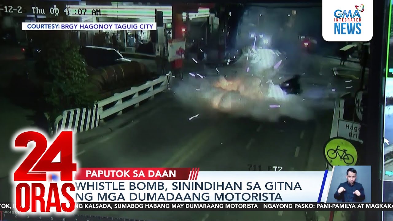 Whistle bomb, sinindihan sa gitna ng mga dumadaang motorista | 24 Oras
