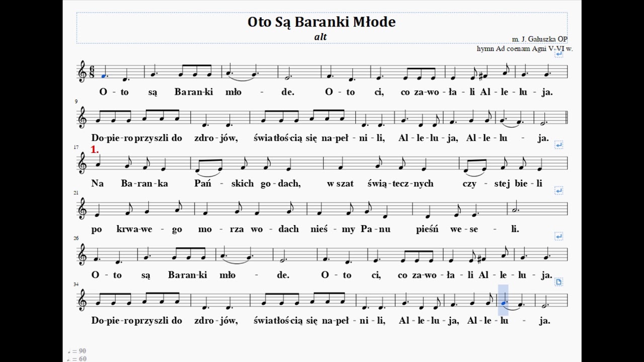 Alt - Oto Są Baranki Młode z akompaniamentem w refrenie.