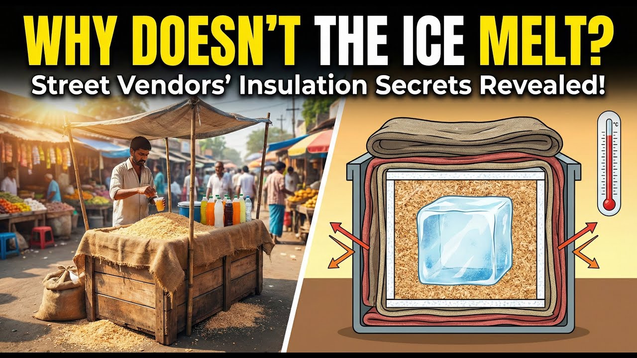 Why doesn't ice melt in street vendor stalls in summer without refrigeration?