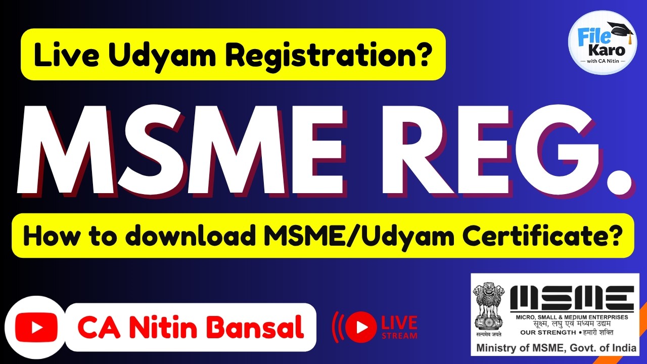 MSME Registration 2026 | Udyam Registration live | MSME certificate Download