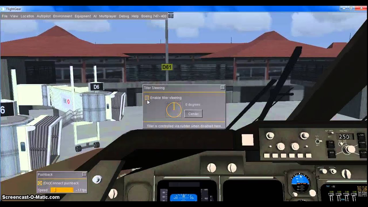 Flightgear 747-400 startup and take-off