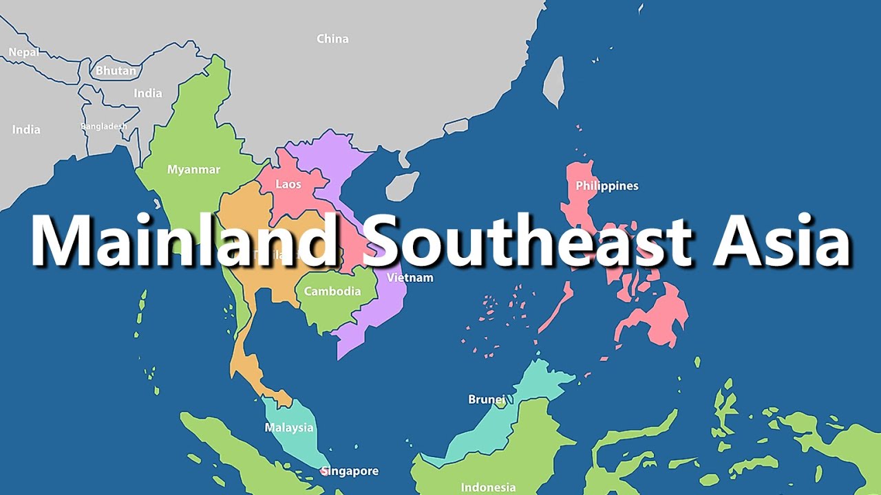 Three-Dimensional Map View Of Mainland Southeast Asia Topography