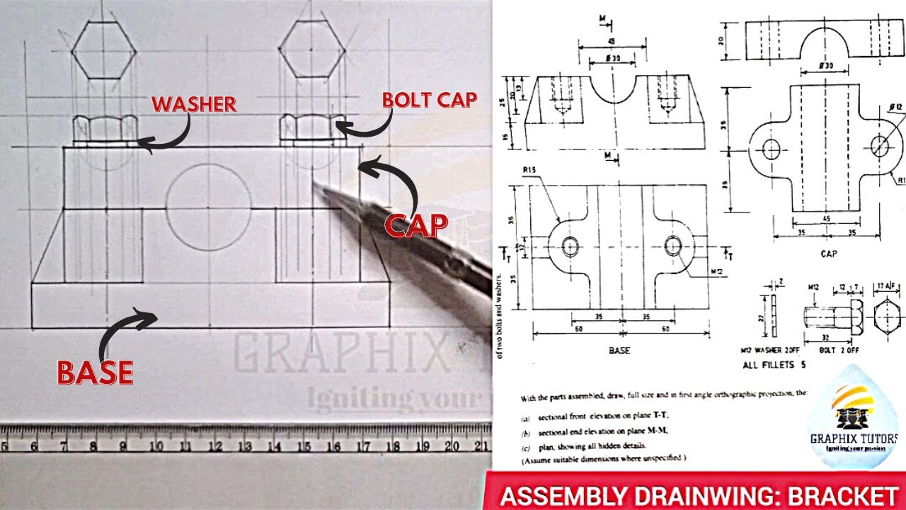 BRACKET ASSEMBLY, SECTIONAL FRONT AND END  ELEVATION #WAEC MACHINE ASSEMBLY DRAWING