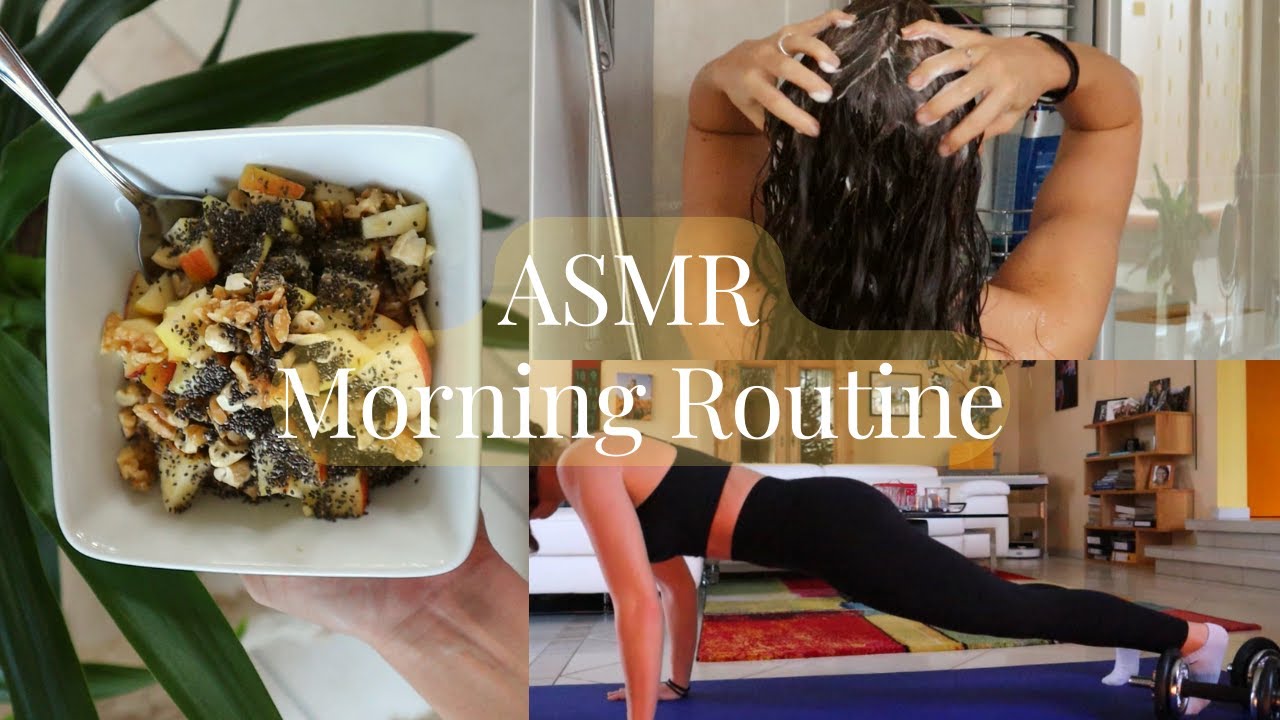 ASMR | My Morning Routine (Hair/Skincare, Workout/Stretch, Breakfast) (Whispered Voiceover)🌞