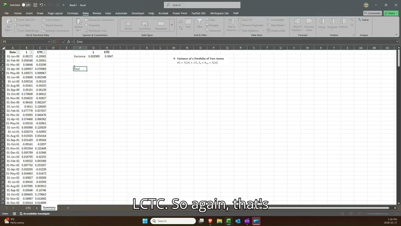 Efficient Frontier in Excel (2 Stocks): Build a Minimum Variance Portfolio Step-by-Step