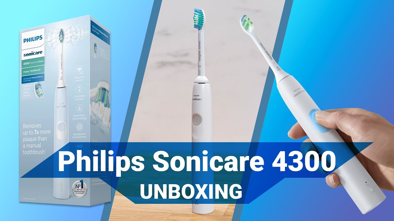 Распаковка электрической зубной щёткой Philips Sonicare ProtectiveClean 4300 (HX680A)