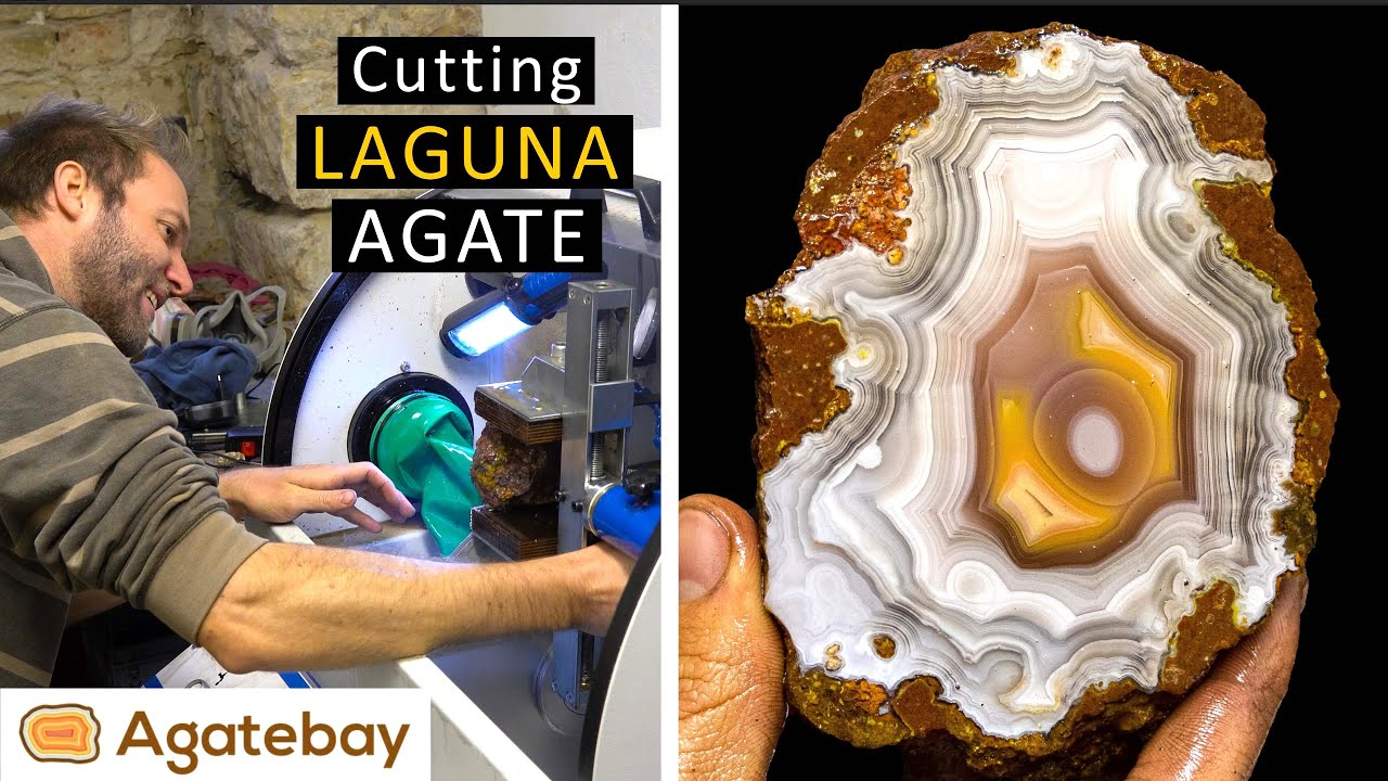 How to professionally cut a big MEXICAN LAGUNA AGATE / 4K