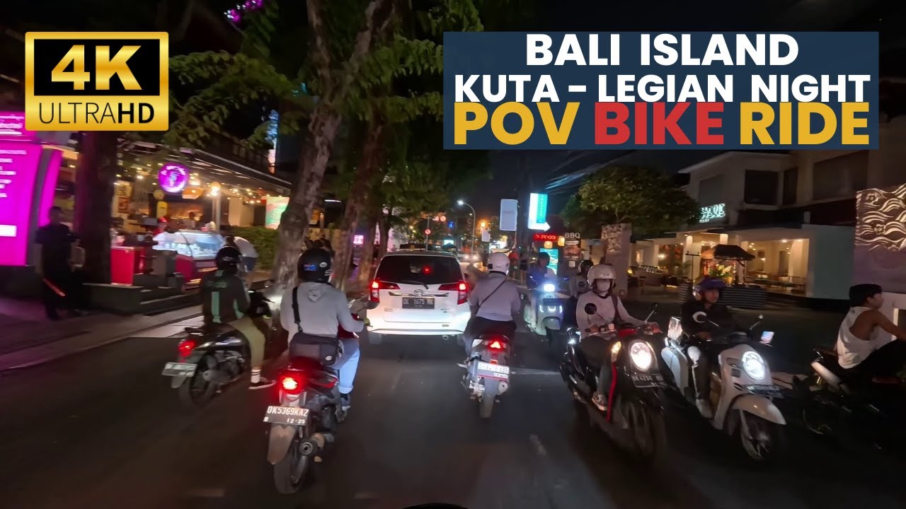 🏍️🌠Friday Night POV Ride in Bali's Nightlife District Kuta and Legian  | Bali Travel Drive 4k