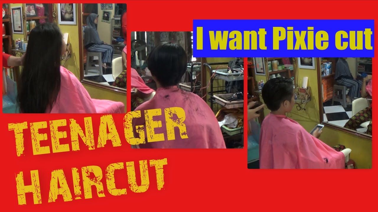 Teenager Haircut || Long To Short ||Gadis Ini Memangkas Pendek Rambut Menjelang Lebaran