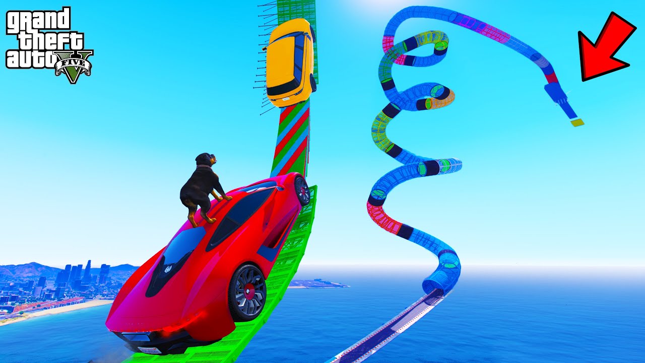 FRANKLIN TRIED ULTRA LONG UPWARD TUBE PARKOUR RAMP CHALLENGE GTA 5 | SHINCHAN and CHOP