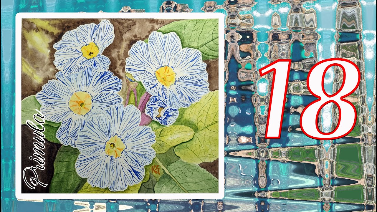 Primula flower watercolor painting. Квітка примули аквареллю. #painting #pintura #watercolorart