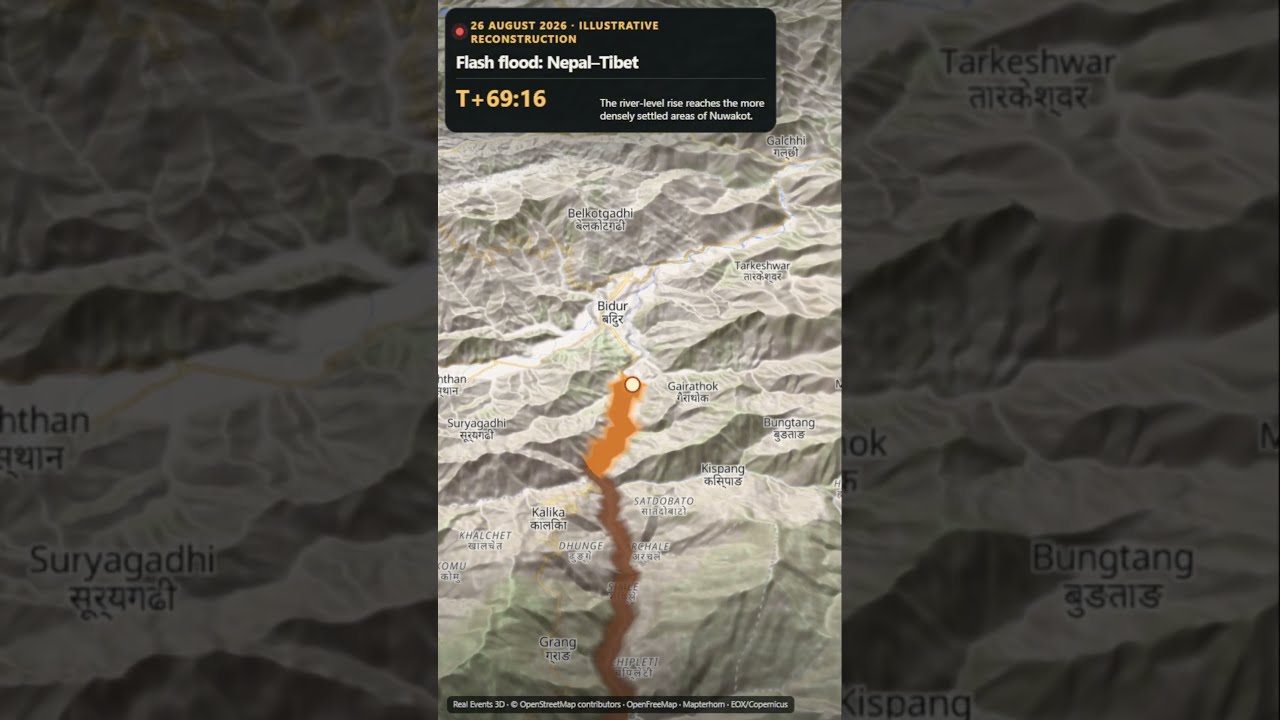 Nepal&ndash;Tibet Flash Flood 2026 &mdash; 3D Reconstruction