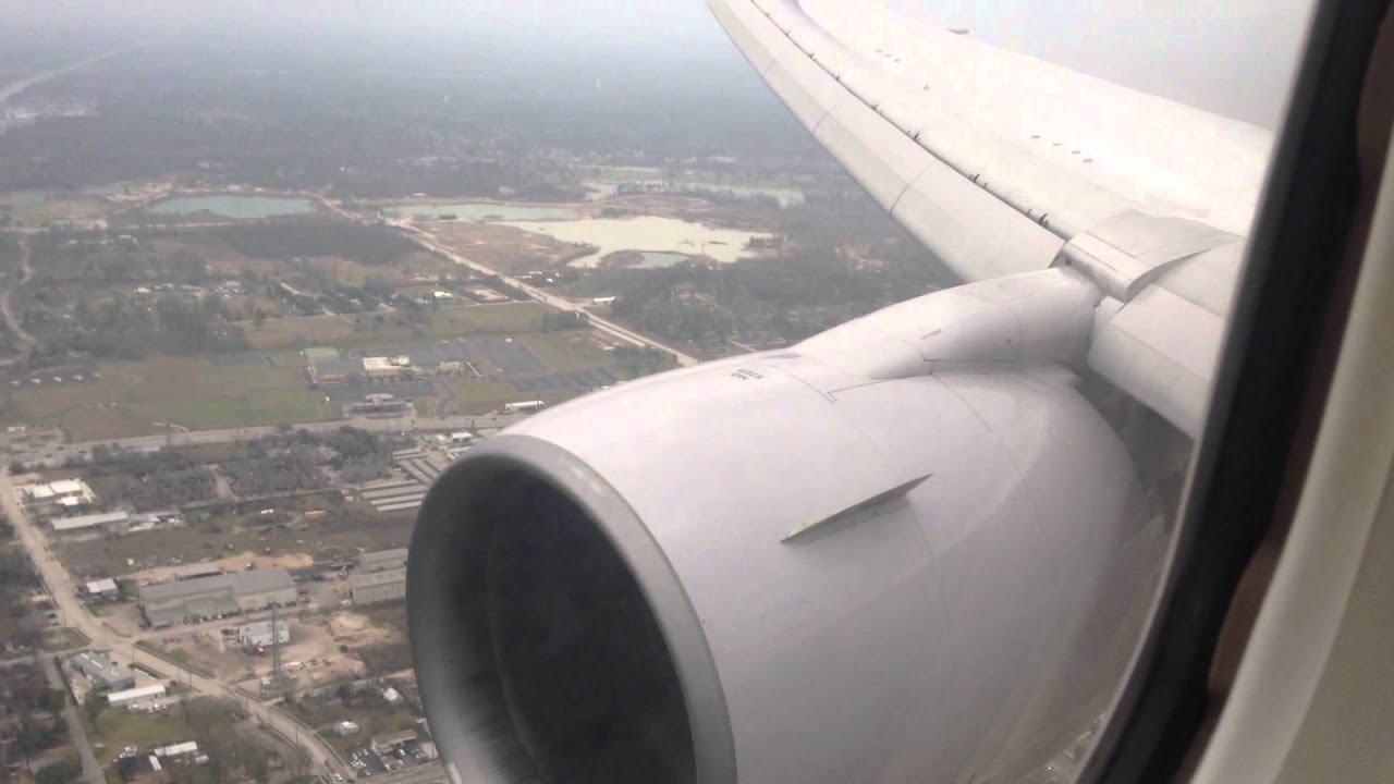 HD - United 767-300 Landing at IAH from EWR - rough landing - First Class