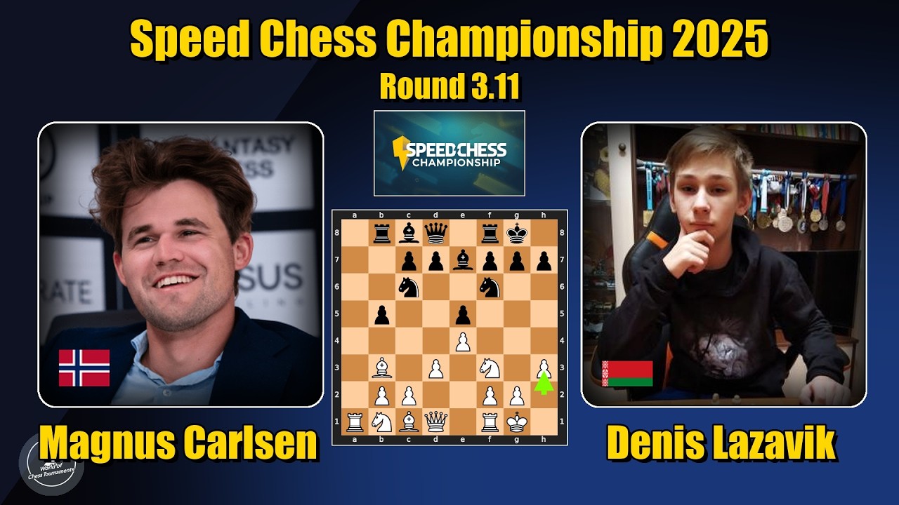 Carlsen defeats Lazavik in 26 rounds | Speed Chess Championship 2025 | Round 11/26