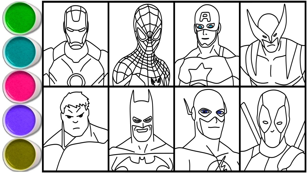 How to Draw Avengers Superhero - Iron Man, Spider Man, Captain America, Wolverine, Hulk and others