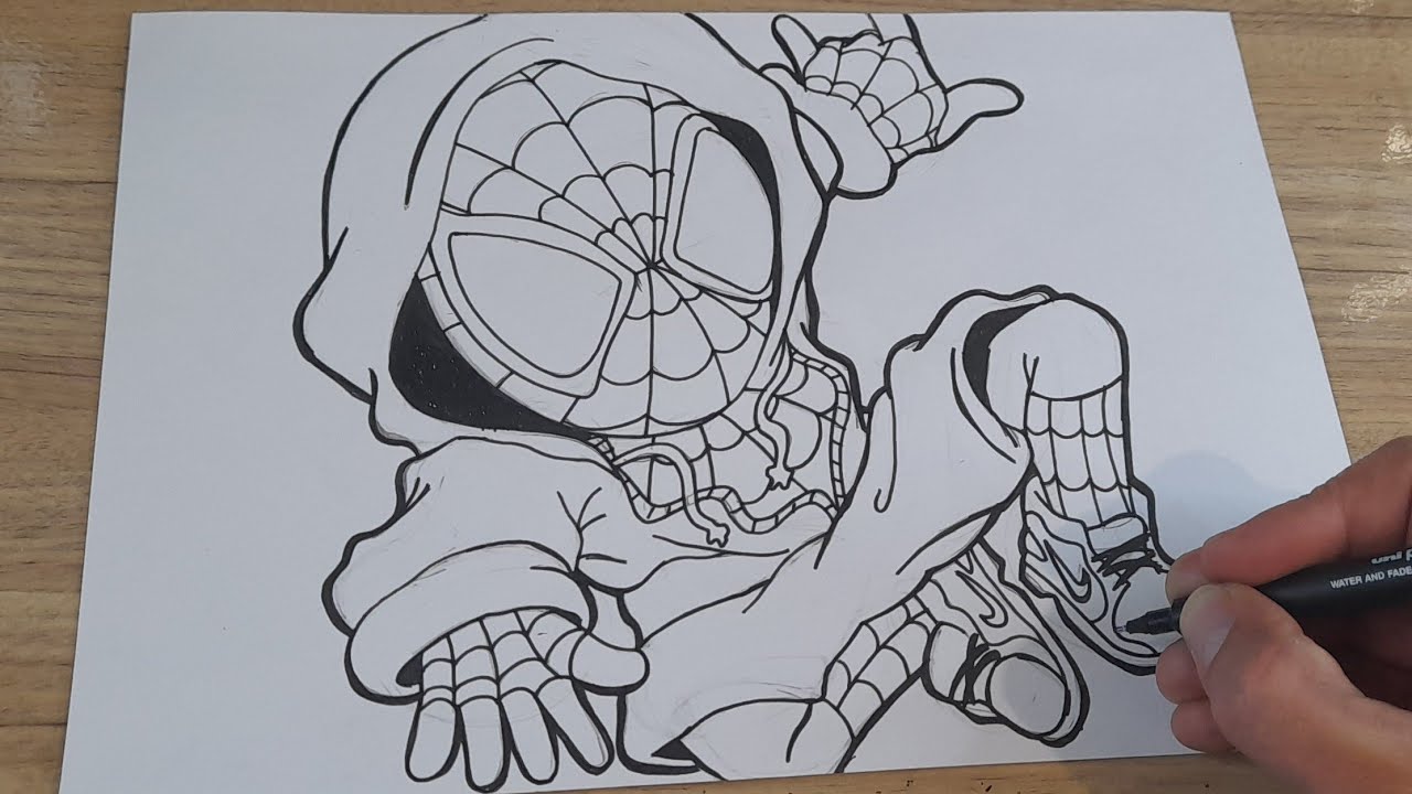 COMO DESENHAR O MILES MORALES CHIBI PASSO A PASSO