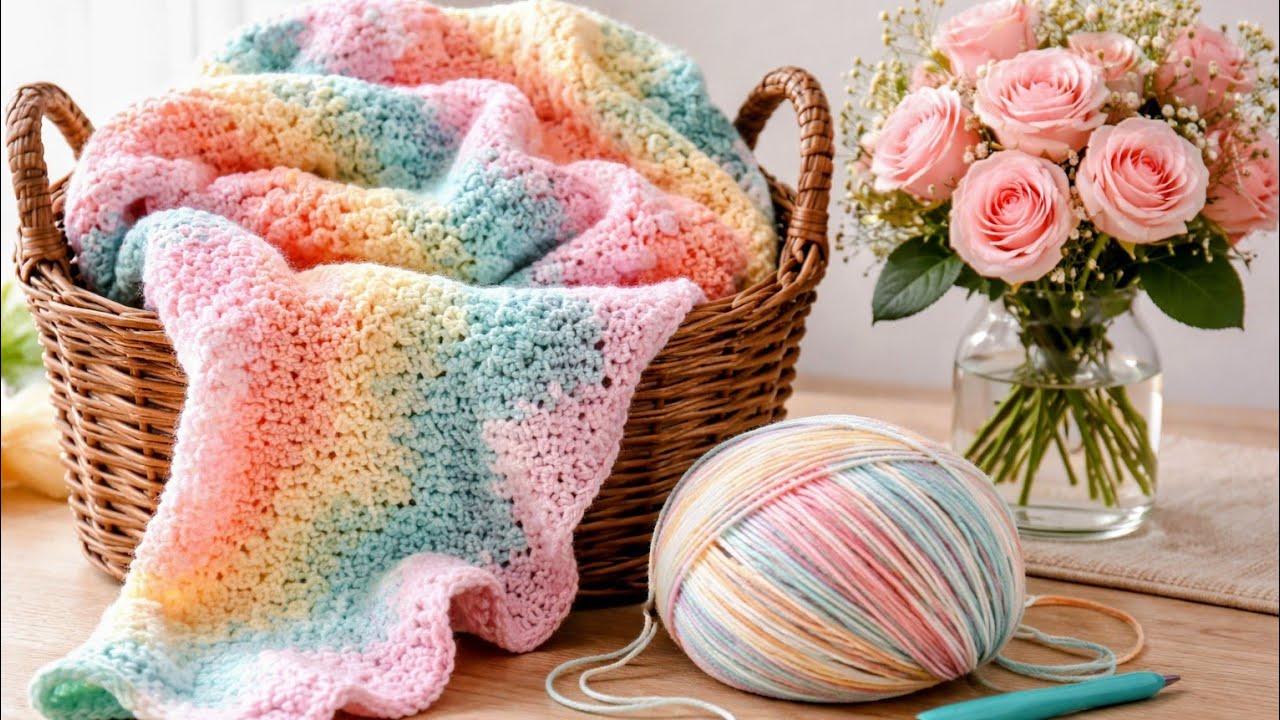 super. easy CROCHET BLANKET PATTERN FOR BEGNNIER