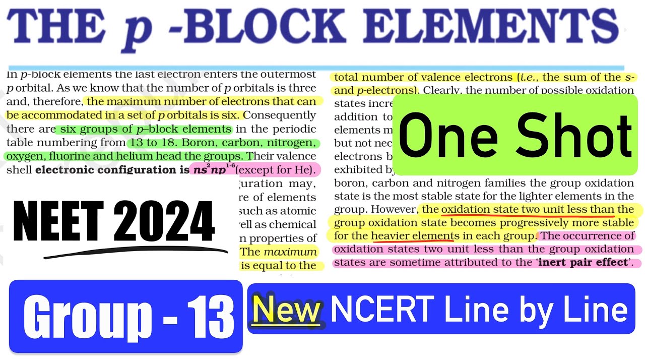 P-Block(Group-13)  NCERT Line by Line ✅ | NCERT Highlights 