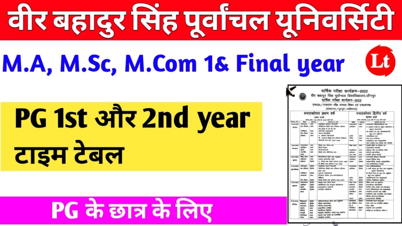 Vbspu m.a m.sc m.com Time table 2022||Vbspu time table 2022|Vbspu news today|vbspu exam date 2022||