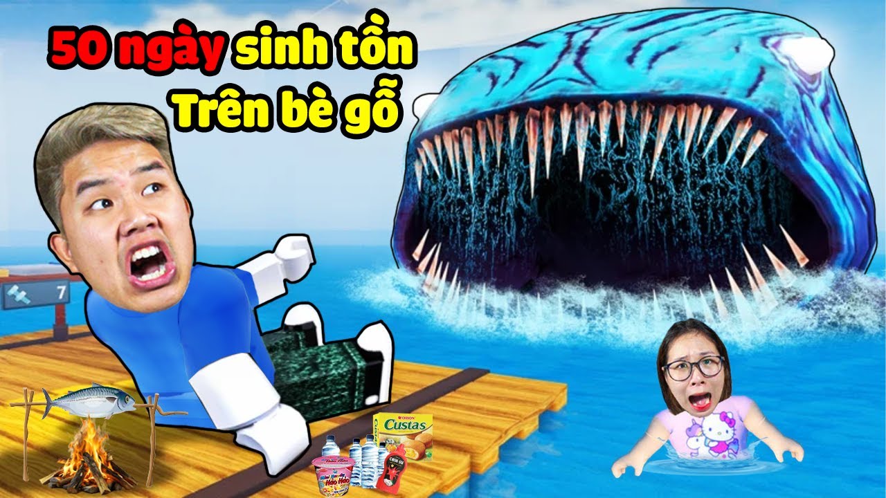 Sinh tồn 50 ngày bằng bè gỗ trên biển có Thủy Quái khổng lồ! bqThanh & Ốc Sợ Hãi
