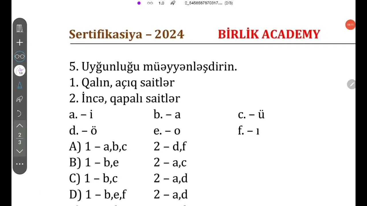 Azərbaycan dili 5-ci sinif Fonetika / Sertifikasiya 2024 - Elnur Camallı.