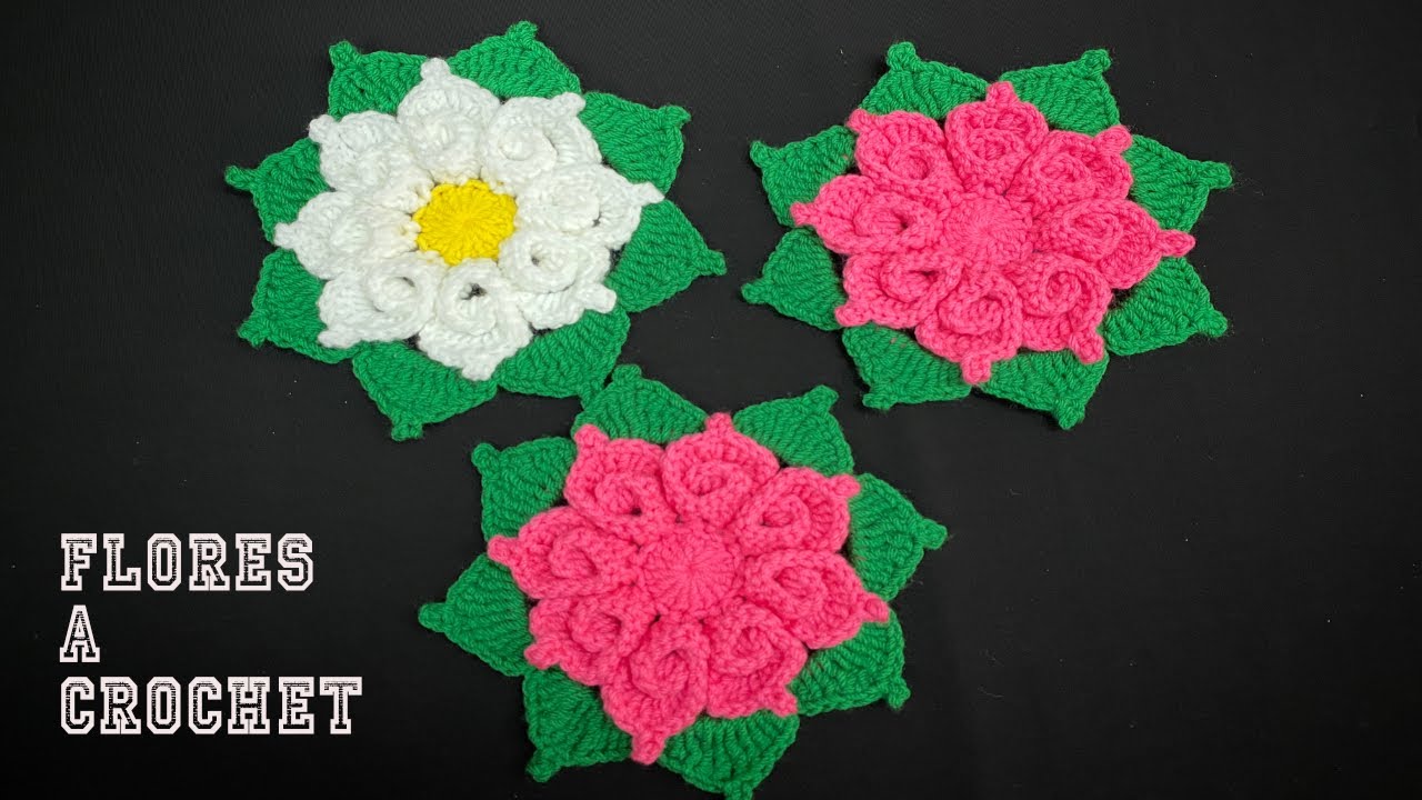 PASO A PASO PARA TEJER FLOR GRANDE A CROCHET 🧶🌺