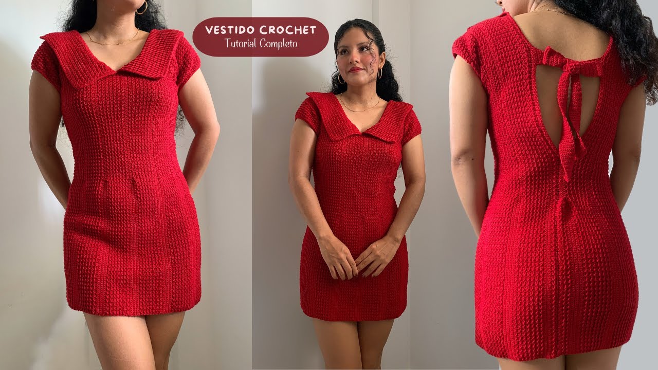 VESTIDO CORTO A CROCHET TEJIDO CON DOS PUNTOS!!🌺 | TUTORIAL COMPLETO 🤩