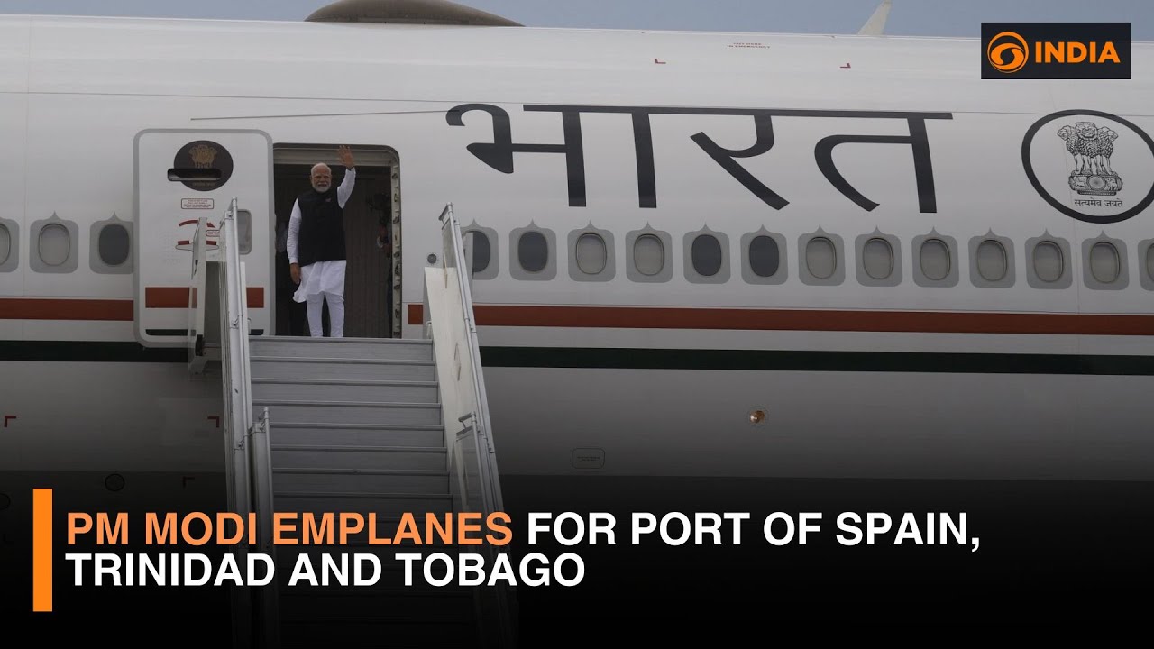 PM Modi emplanes for Port of Spain, Trinidad and Tobago | DD India Live